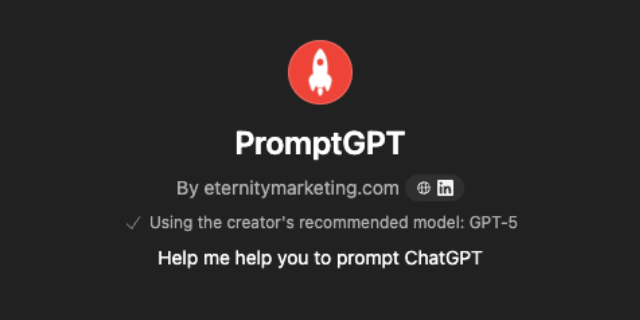 PromptGPT by Eternity, offering ChatGPT prompting assistance.